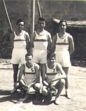 D'esquerra a dreta i de dalt a baix: Franois Ubach, Jaume Coromines (Meri), Jaume Pladellorens, Toni Vilaseca (de can Barbes) i Ricard Colell