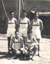 D'esquerra a dreta i de dalt a baix: Fran�ois Ubach, Jaume Coromines (Meri), Jaume Pladellorens, Toni Vilaseca (de can Barbes) i Ricard Colell