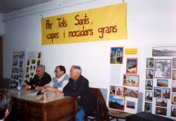 Quim Casajoana, Alfons Plans i Ricard Gomis, del Centre Excursionista, en una de les xerrades organitzades pel Centre Cultural