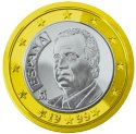 Moneda espanyola d'un euro, combina el disseny del belga Luc Luycx amb la figura del rei Joan Carles I