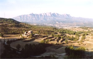 Conreus i petites masses boscoses s'alternen en aquesta vall, que t com a magnfic tel de fons el masss de Montserrat