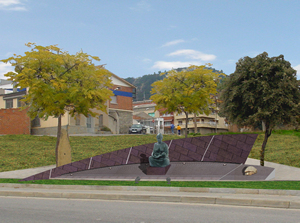Simulaci� feta amb ordinador del que ser� el Monument a la Mare en el seu