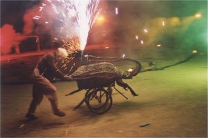 L'espectacle de Gog i Magog �Parasitum� el van veure cinc-centes persones i van quedar embadalides amb el seu espectacle de llum, m�sica i foc