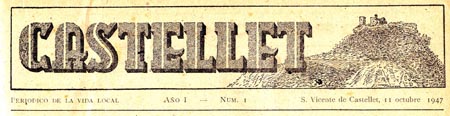 Cap�alera del primer n�mero del "Castellet" aparegut l�11 d�octubre de 1947