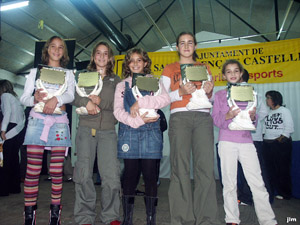 Les millors esportistes promesa de la temporada van ser Alba Muns, Yiwan �vila, Mireia Diaz, Nadia Machado i Irene Garcia. / JORDI LARGO